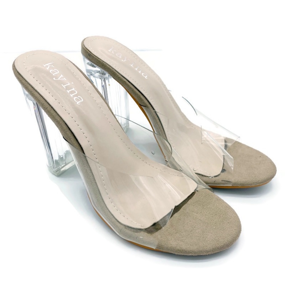 Kayina PVC Lucite Heel Slip On Sandals